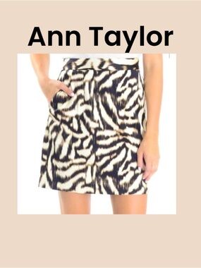 Ann Taylor Zebra A-Line Mini Skirt Size 8 Petite